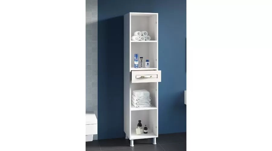 Country Multifunctionele Opbergkast – 2 Deuren & 1 Lade – Wit – 180x35x33 cm