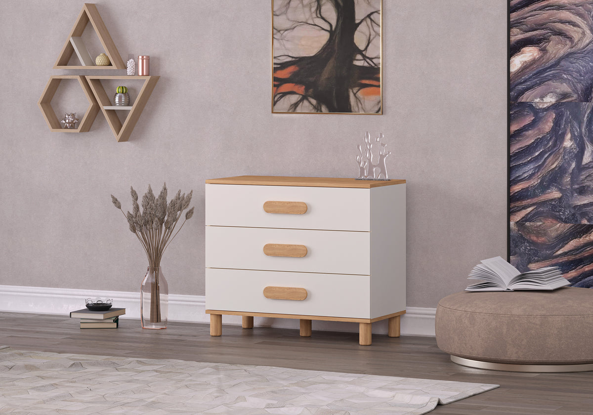 MILA WIT EIKEN LADENKAST MET 3 LADEN
