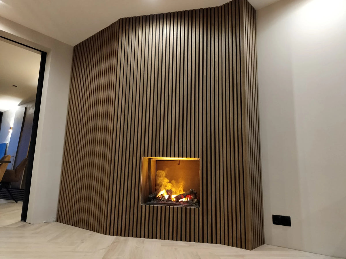 Akoestische wandpaneel | 60×270 cm | smoke oak | 27 mm latten