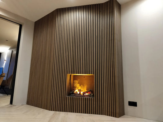 Akoestische wandpaneel | 60×270 cm | smoke oak | 27 mm latten