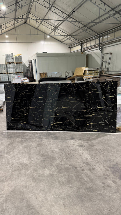 €33 PVC Wall Panel Marble Look 122x280x0.3 cm Weaving Dreams Black-Gold