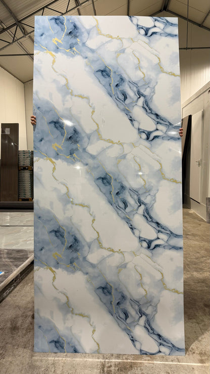 Spc wandpaneel 122x280x0,3 cm Sky Blue-Gold