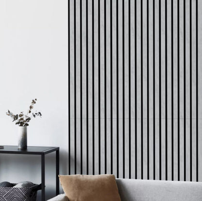 39€ Akoestische wandpaneel licht grijs  (Latten wanden) | 60x270x18 cm | 25 mm latten