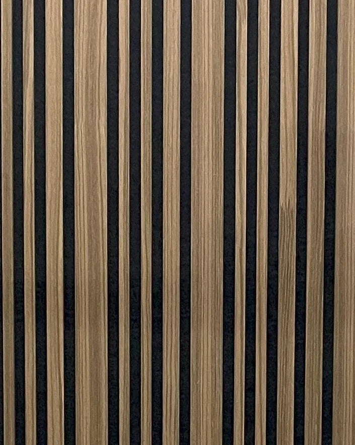 Akoestische wandpaneel | 60×270 cm | smoke oak | gevarieerde latten