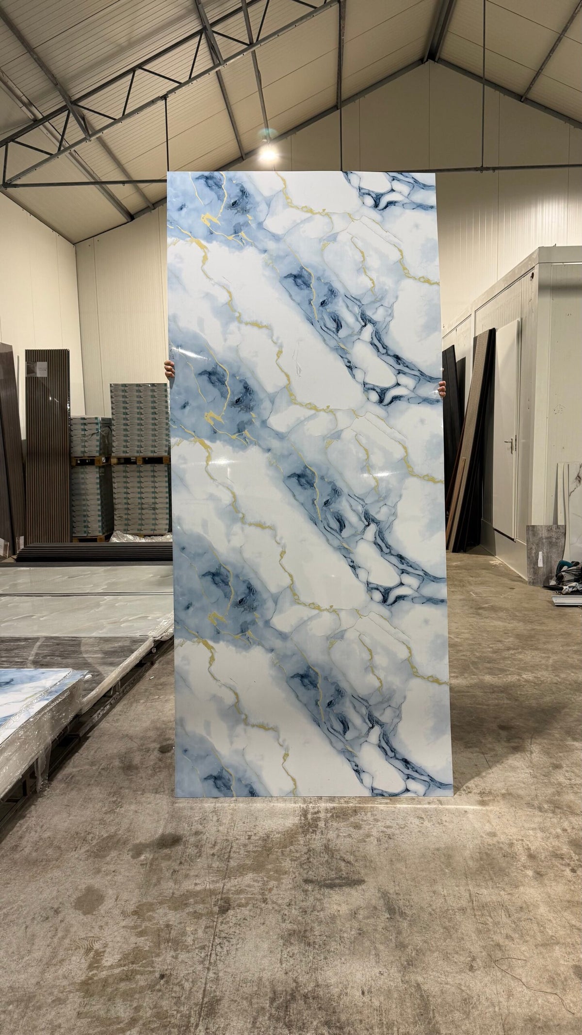 Spc wandpaneel 122x280x0,3 cm Sky Blue-Gold
