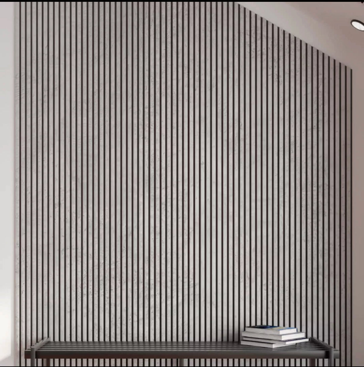 39€ Akoestische wandpaneel licht grijs  (Latten wanden) | 60x270x18 cm | 25 mm latten