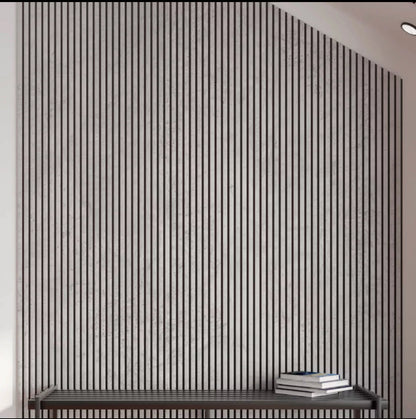 39€ Akoestische wandpaneel licht grijs  (Latten wanden) | 60x270x18 cm | 25 mm latten