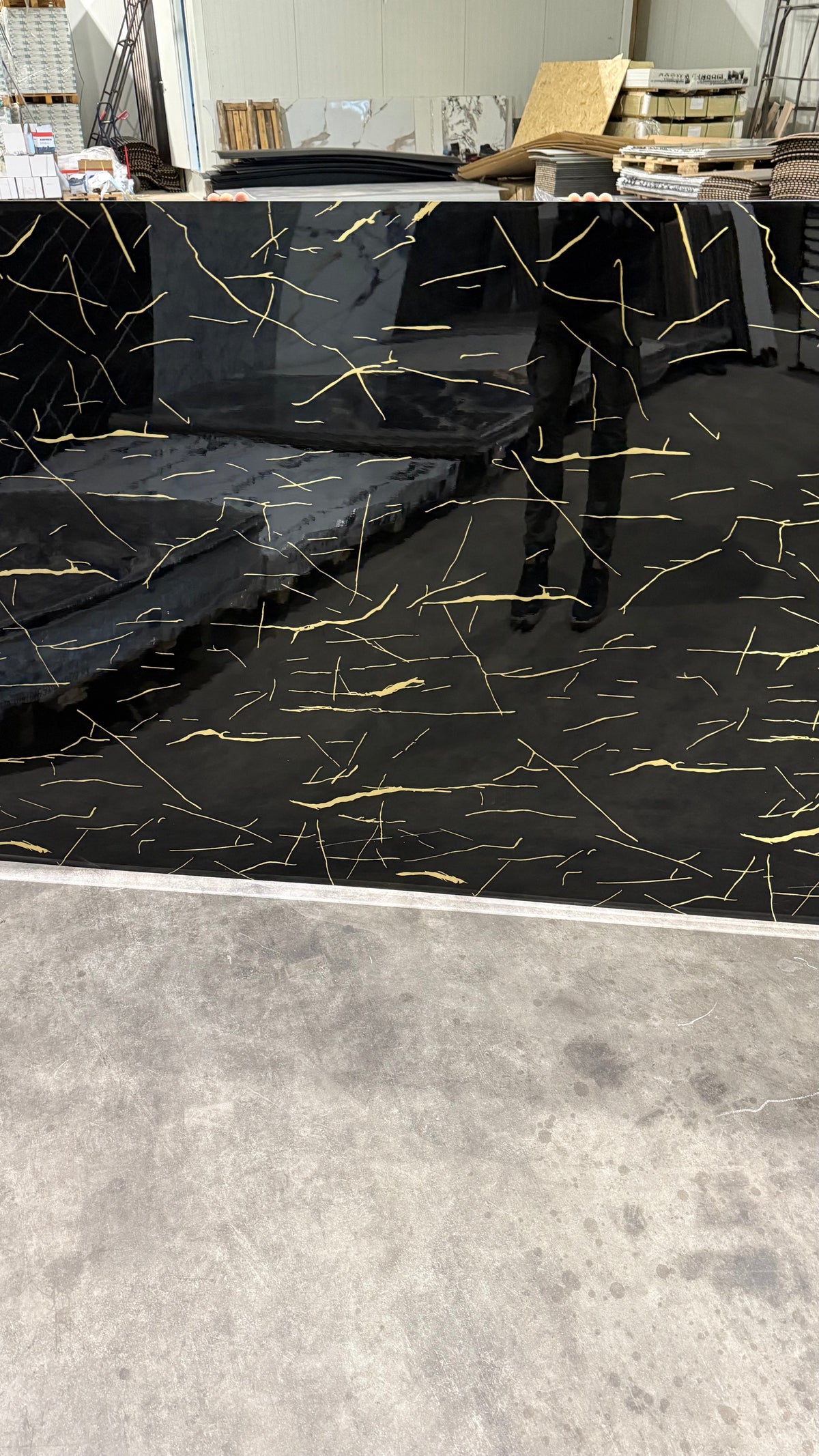 €33 PVC Wall Panel Marble Look 122x280x0.3 cm Weaving Dreams Black-Gold