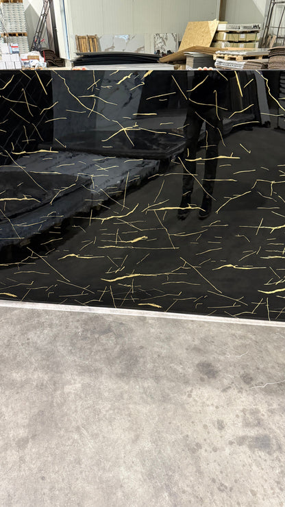 €33 PVC Wall Panel Marble Look 122x280x0.3 cm Weaving Dreams Black-Gold