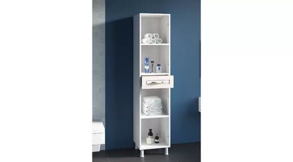 Country Multifunctionele Opbergkast – 2 Deuren & 1 Lade – Wit – 180x35x33 cm