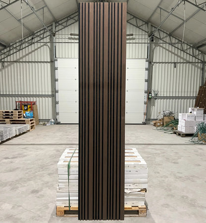 Akoestische wandpaneel | 60×270 cm | walnut jk | gevarieerde latten