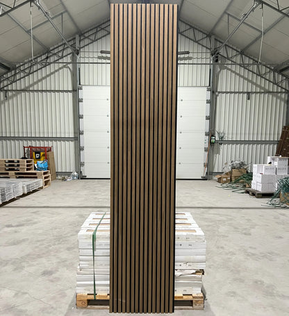 Akoestische wandpaneel | 60×270 cm | smoke oak | 27 mm latten