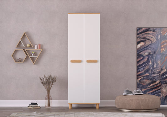 MILA MEGA KLEDINGKAST MET 2 DEUREN – WIT EIKEN