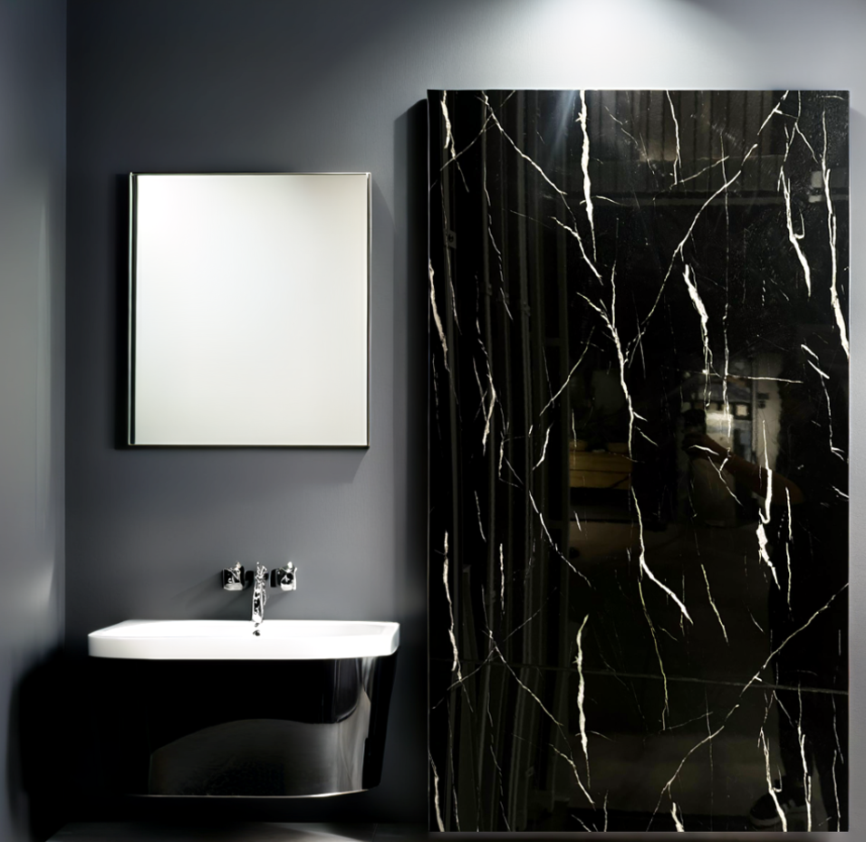 PVC wandpaneel | 120×280 cm | Black Marble Hoogglans