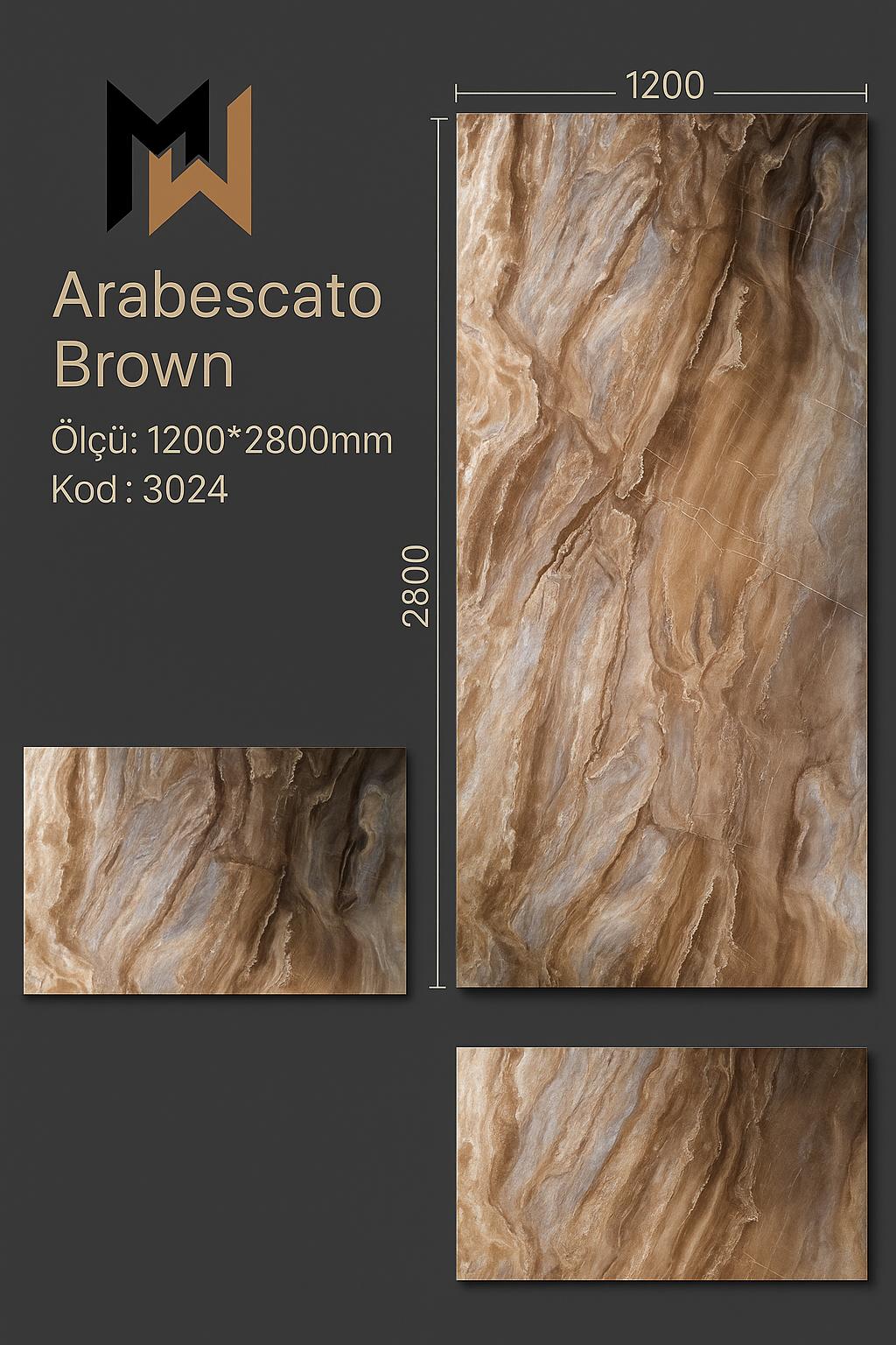 PVC Wall Panel | 122x280 cm | Arabescato Brown