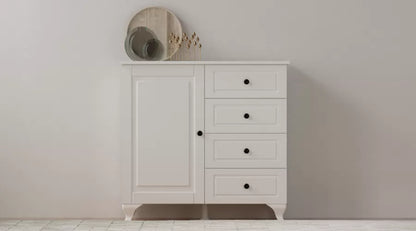 Beyza Country Mini Chest of Drawers – 4 Drawers – White – 87x43x87 cm