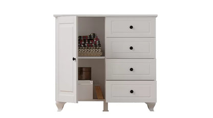Beyza Country Mini Chest of Drawers – 4 Drawers – White – 87x43x87 cm