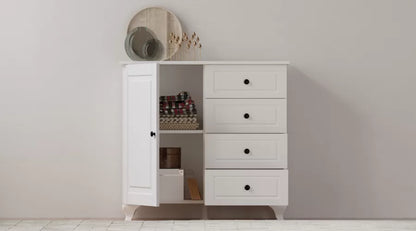 Beyza Country Mini Chest of Drawers – 4 Drawers – White – 87x43x87 cm