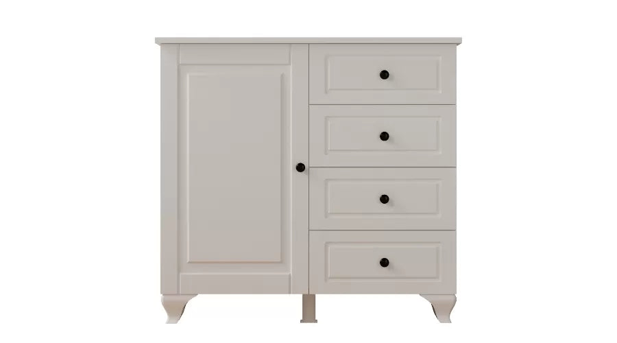 Beyza Country Mini Chest of Drawers – 4 Drawers – White – 87x43x87 cm