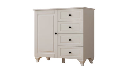 Beyza Country Mini Chest of Drawers – 4 Drawers – White – 87x43x87 cm