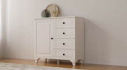 Beyza Country Mini Chest of Drawers – 4 Drawers – White – 87x43x87 cm