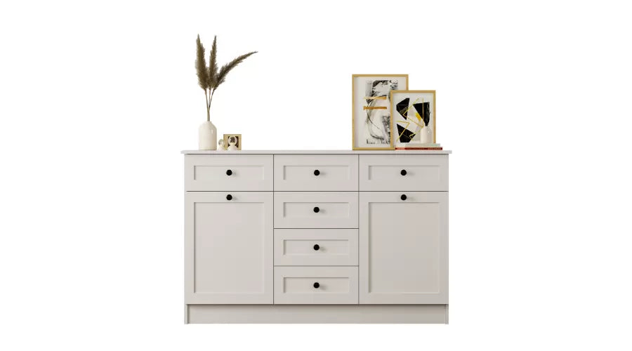 Rumy S1 Country Mega Chest of Drawers – 130 cm – White – MDF Profile – 85x130x43 cm