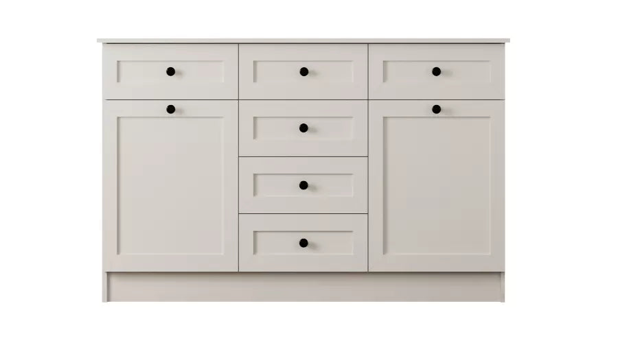 Rumy S1 Country Mega Chest of Drawers – 130 cm – White – MDF Profile – 85x130x43 cm