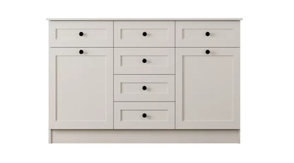 Rumy S1 Country Mega Chest of Drawers – 130 cm – White – MDF Profile – 85x130x43 cm