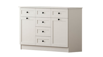 Rumy S1 Country Mega Chest of Drawers – 130 cm – White – MDF Profile – 85x130x43 cm