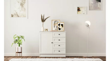 Rabi Rumy S1 Country Mini Chest of Drawers – 4 Drawers – White – 85x87x43 cm