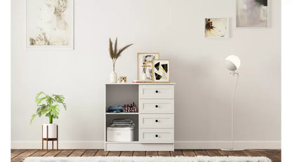 Rabi Rumy S1 Country Mini Chest of Drawers – 4 Drawers – White – 85x87x43 cm