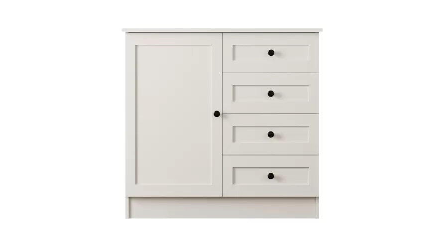 Rabi Rumy S1 Country Mini Chest of Drawers – 4 Drawers – White – 85x87x43 cm