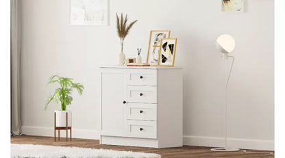 Rabi Rumy S1 Country Mini Chest of Drawers – 4 Drawers – White – 85x87x43 cm