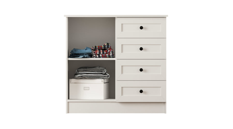 Rabi Rumy S1 Country Mini Chest of Drawers – 4 Drawers – White – 85x87x43 cm