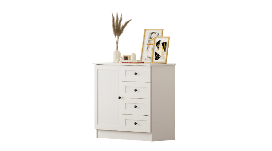 Rabi Rumy S1 Country Mini Chest of Drawers – 4 Drawers – White – 85x87x43 cm