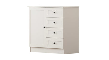 Rabi Rumy S1 Country Mini Chest of Drawers – 4 Drawers – White – 85x87x43 cm