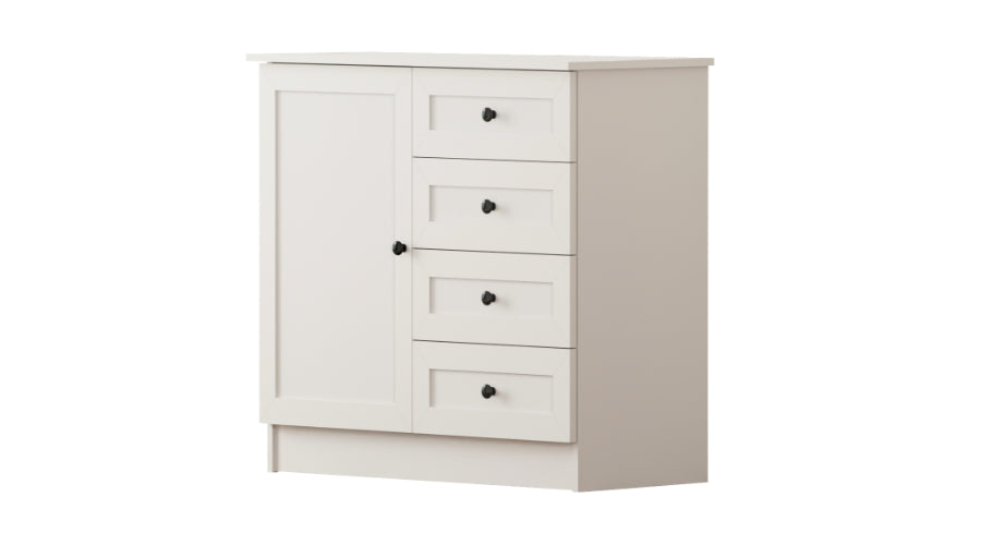 Rabi Rumy S1 Country Mini Chest of Drawers – 4 Drawers – White – 85x87x43 cm