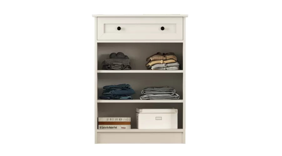 Rumy S1 Country Ladekast – 100 cm Hoog – Wit – MDF Profiel – 100x70x40 cm