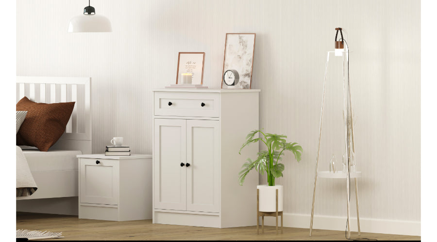 Rumy S1 Country Ladekast – 100 cm Hoog – Wit – MDF Profiel – 100x70x40 cm