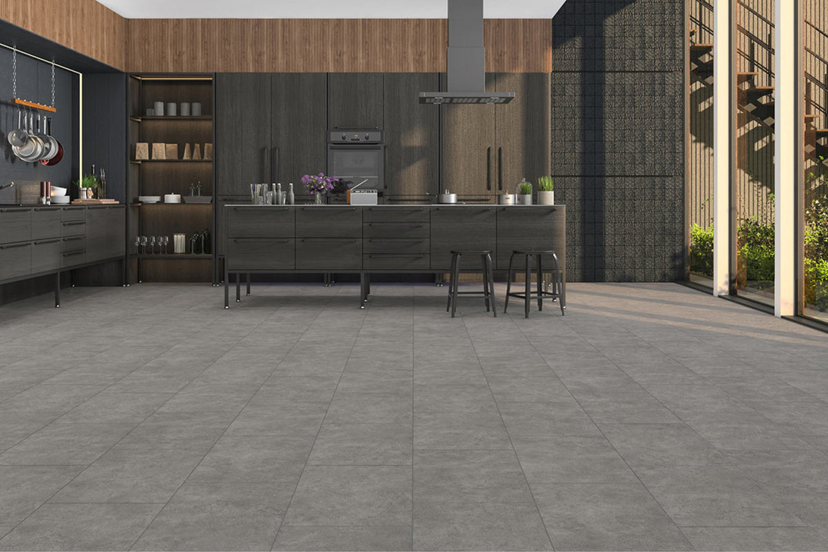 Grey Concrete | Laminate 10 mm | Floorpan Stonex|Tile Laminate|30 year warranty|1 pack covers 2.42m2|scratch resistant|water resistant