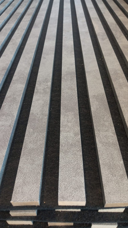 €33 Acoustic Wall Panel (Slatted Walls) | 60x280x18cm | Dark Grey Concrete Look | 25mm Slats