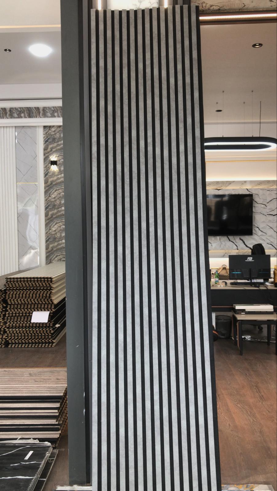 €33 Acoustic Wall Panel (Slatted Walls) | 60x280x18cm | Dark Grey Concrete Look | 25mm Slats