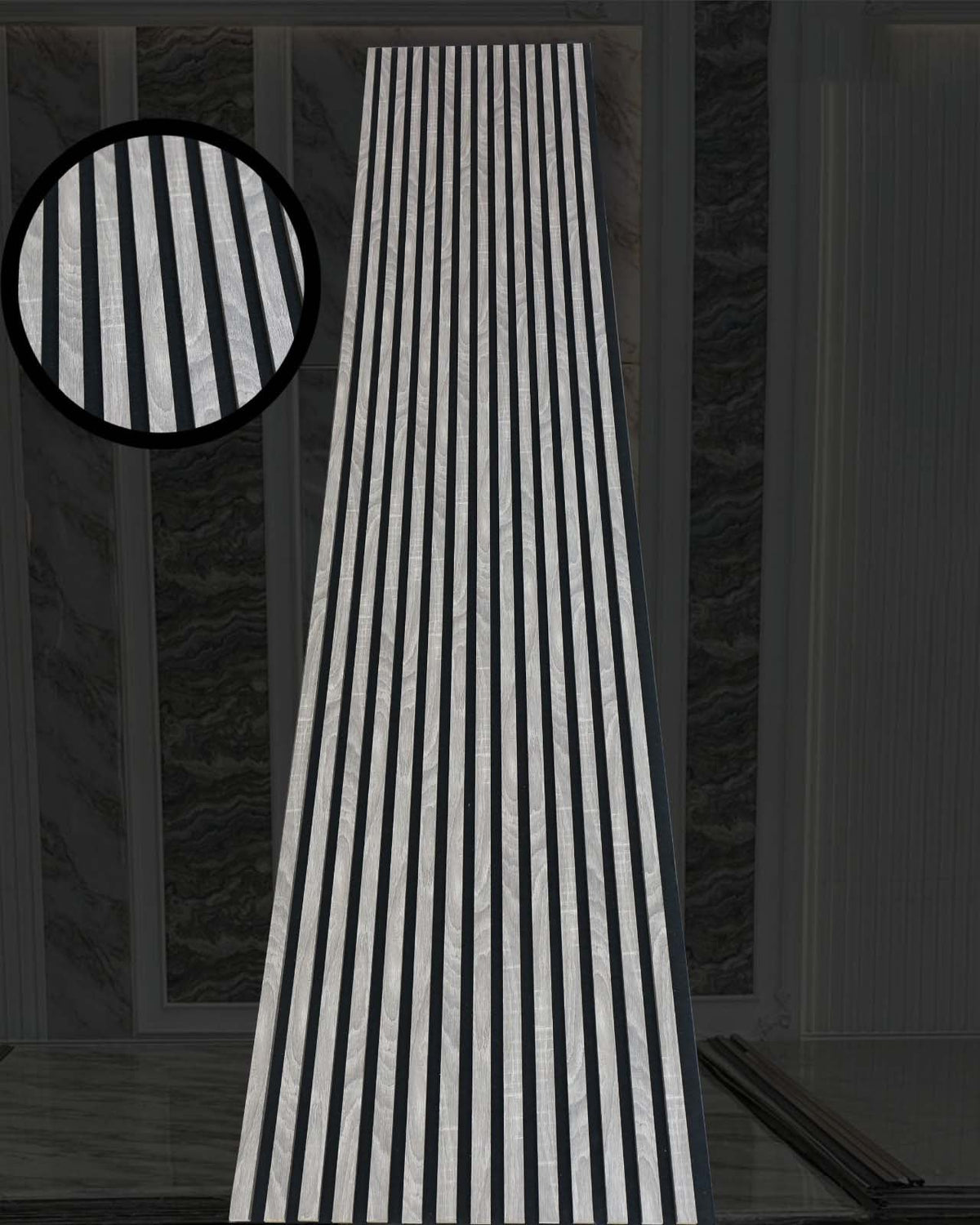 €33 Acoustic Wall Panel (Slatted Walls) | 60x280x18cm | Dark Grey Concrete Look | 25mm Slats