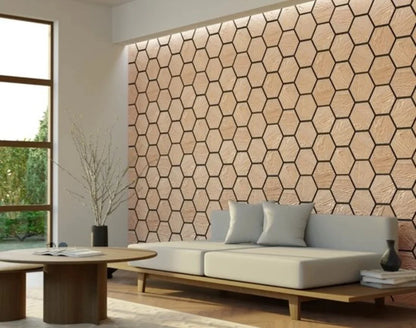 HEXAGON Akoestische wandpaneel | 76×62 cm | LICHT EIKEN