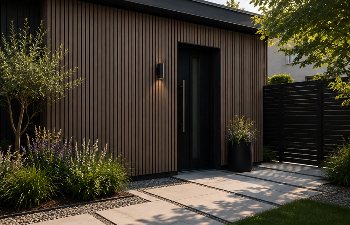€28 Per Stuk - ROSEWOOD - Zwarte strepen - Gevelbekleding – Composiet | 290 x 22 cm | Gevel | Tuin |