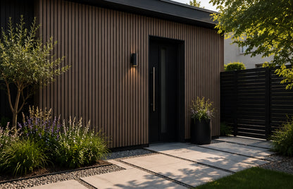 €28 Per Stuk - ROSEWOOD - Zwarte strepen - Gevelbekleding – Composiet | 290 x 22 cm | Gevel | Tuin |