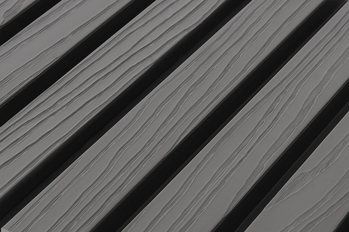 €28 Per Stuk - SILVER GREY - Zwarte strepen - Gevelbekleding – Composiet | 290 x 22 cm | Gevel | Tuin