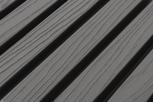€28 Per Stuk - SILVER GREY - Zwarte strepen - Gevelbekleding – Composiet | 290 x 22 cm | Gevel | Tuin