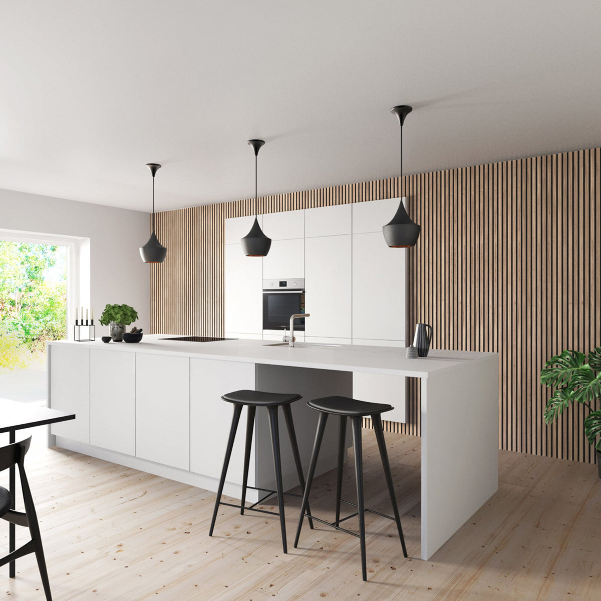 Akoestische Wandpanelen LICHT Eiken Lattenwand Met Vilt 260x60