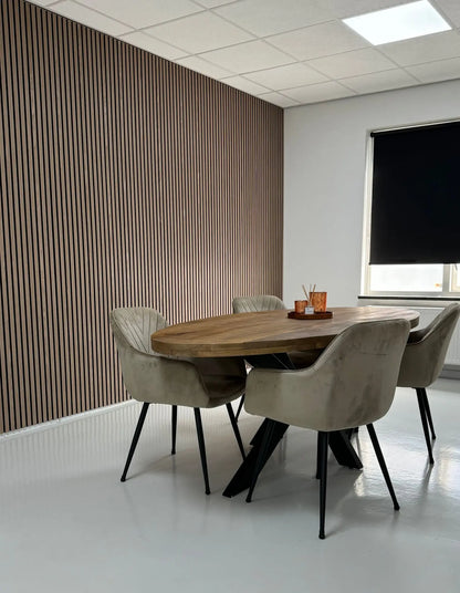 Akoestische Wandpanelen WALNOOT Eiken Lattenwand Met Vilt 260x60